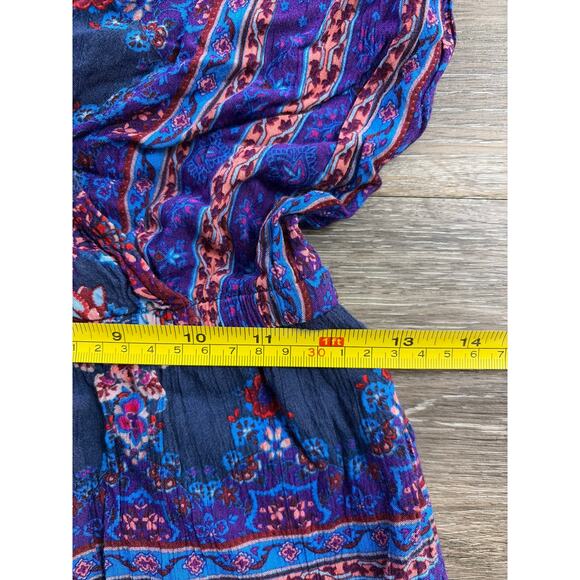American Eagle Boho Romper Women’s XS | Long Sleeve | Blue/Purple Print - Picture 4 of 7